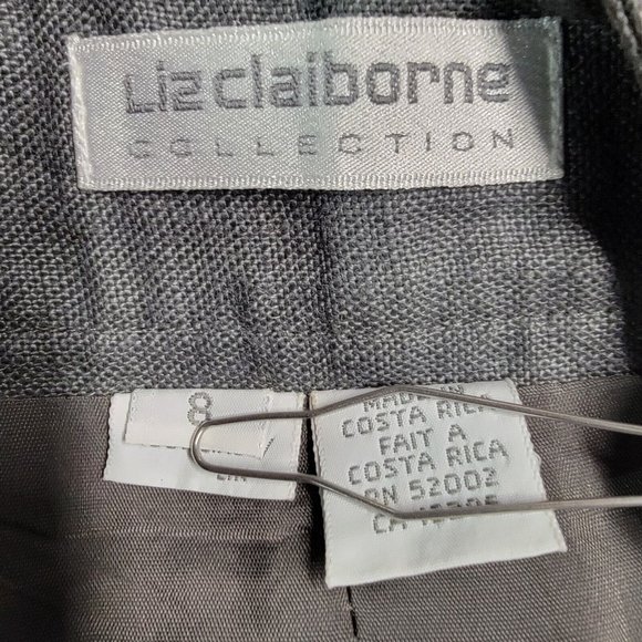 Vintage Liz Claiborne Gray Pure Linen High Waist Pleated Unique Pencil Skirt - Picture 11 of 12